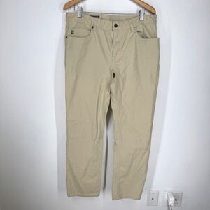Stio Mens Khaki Cotton Spandex Straight Leg Casual Pants‎ Chinos Stretch 36